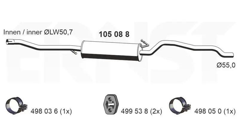 Handler.Part Middle silencer ERNST 105088 1