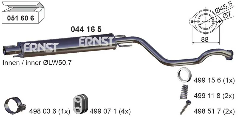 Handler.Part Middle silencer ERNST 044165 1