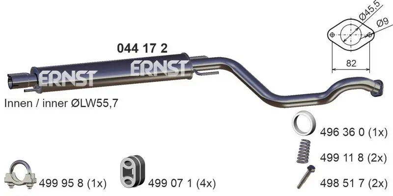 Handler.Part Middle silencer ERNST 044172 1