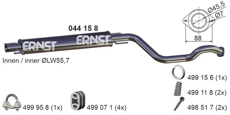 Handler.Part Middle silencer ERNST 044158 1