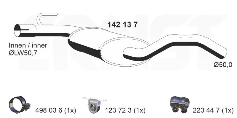 Handler.Part Middle silencer ERNST 142137 1
