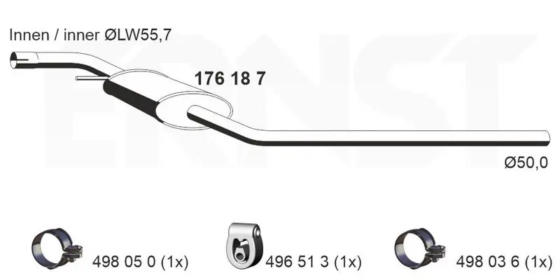 Handler.Part Middle silencer ERNST 176187 1