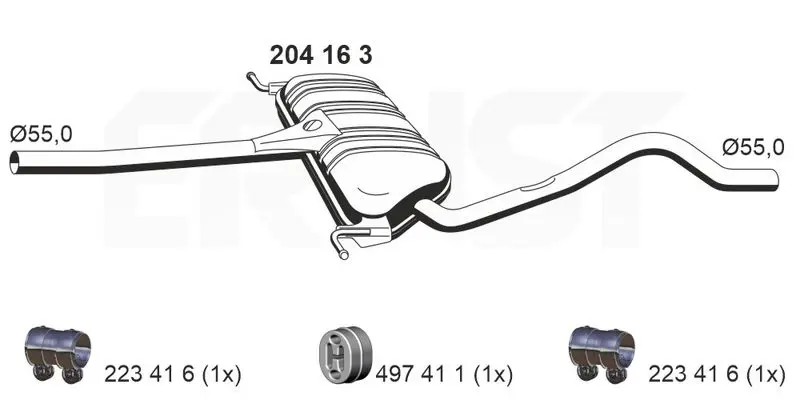 Handler.Part Middle silencer ERNST 204163 1