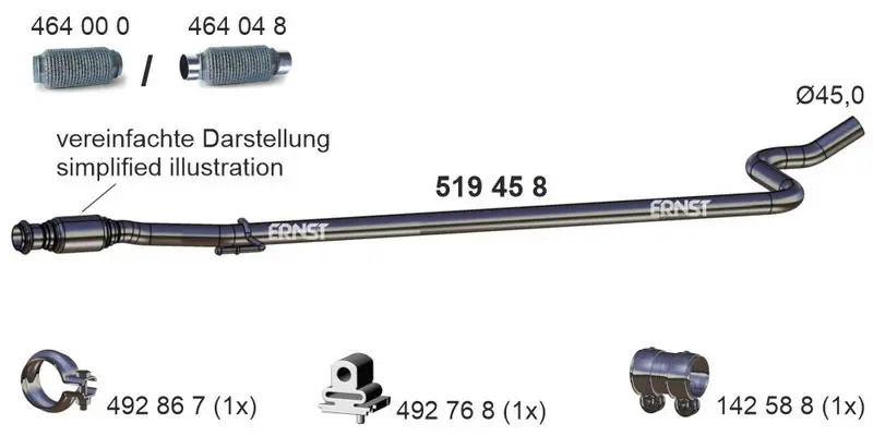 Handler.Part Exhaust pipe ERNST 519458 1