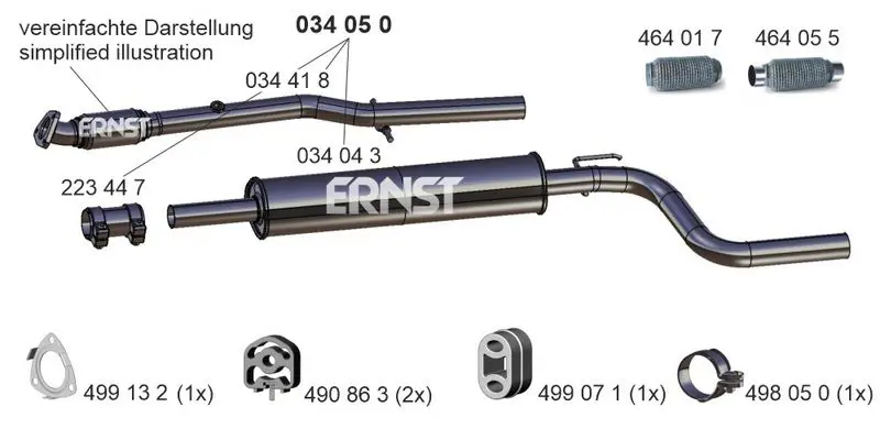 Handler.Part Middle silencer ERNST 034050 1