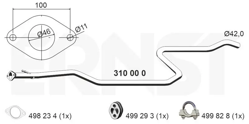 Handler.Part Exhaust pipe ERNST 310000 1