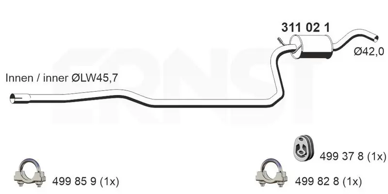 Handler.Part Front silencer ERNST 311021 1