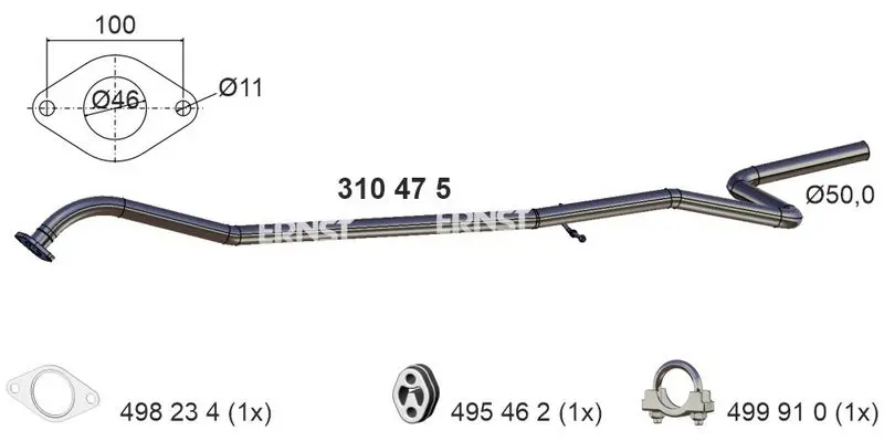 Handler.Part Exhaust pipe ERNST 310475 1