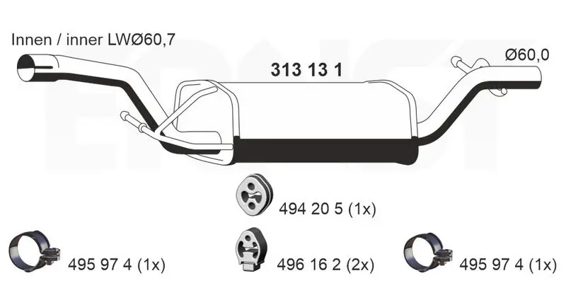 Handler.Part Middle silencer ERNST 313131 1