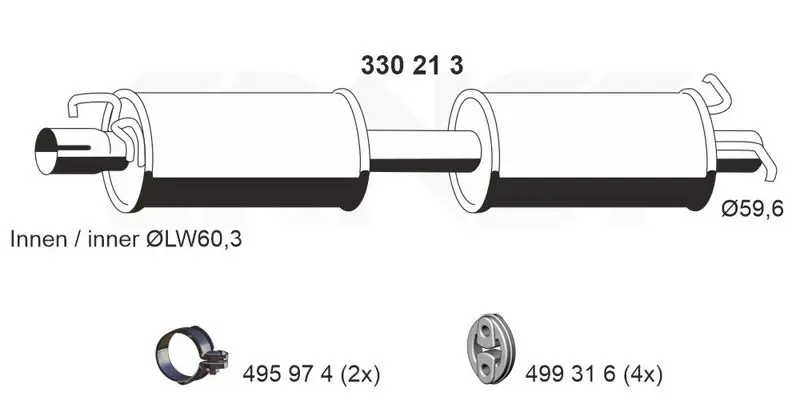 Handler.Part Middle silencer ERNST 330213 1