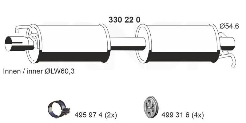 Handler.Part Middle silencer ERNST 330220 1