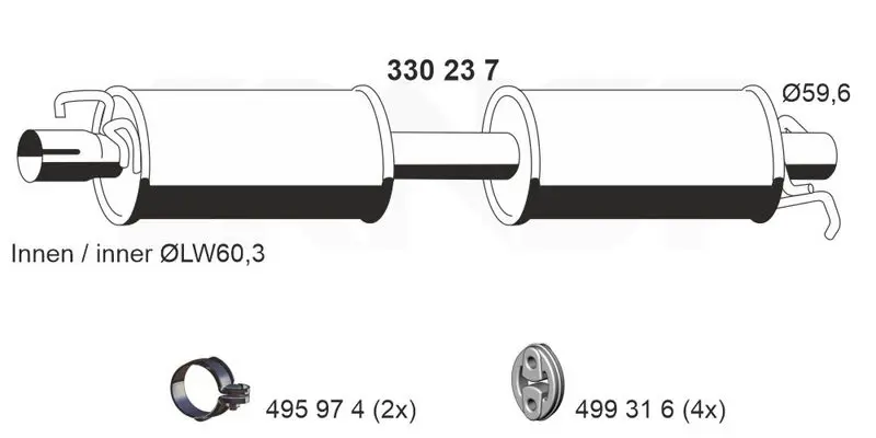 Handler.Part Middle silencer ERNST 330237 1