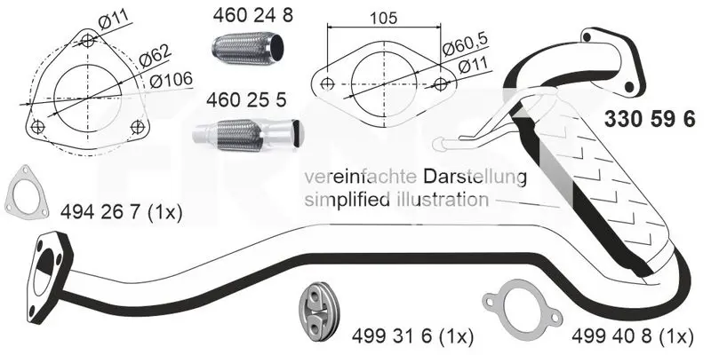 Handler.Part Exhaust pipe ERNST 330596 1