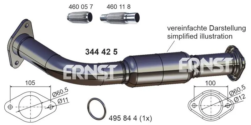 Handler.Part Exhaust pipe ERNST 344425 1