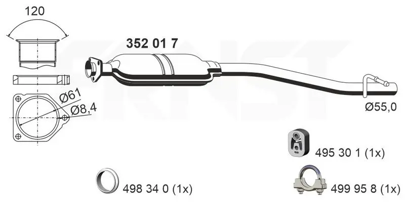 Handler.Part Middle silencer ERNST 352017 1