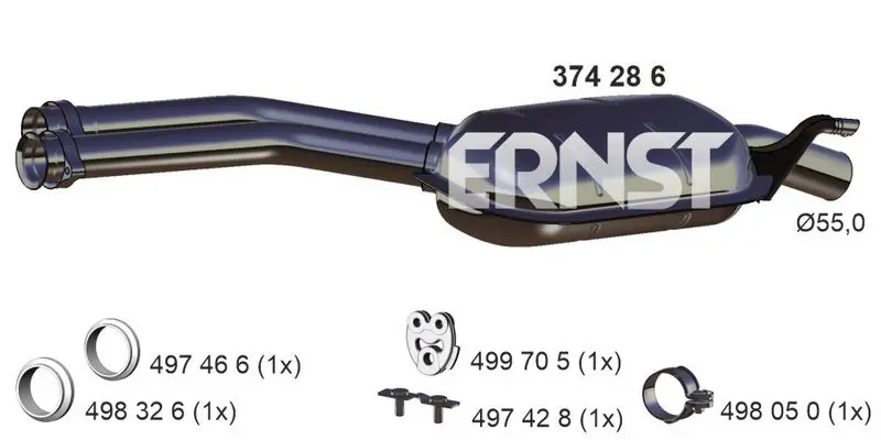 Handler.Part Middle silencer ERNST 374286 1