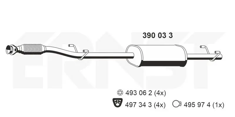 Handler.Part Middle silencer ERNST 390033 1