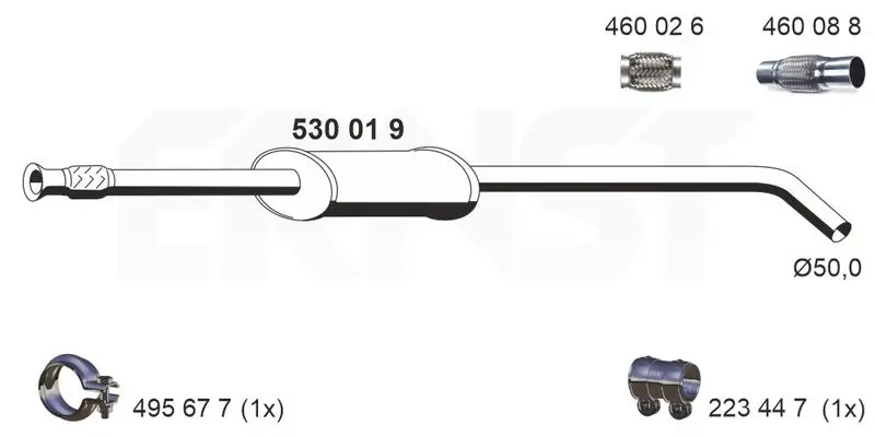 Handler.Part Middle silencer ERNST 530019 1