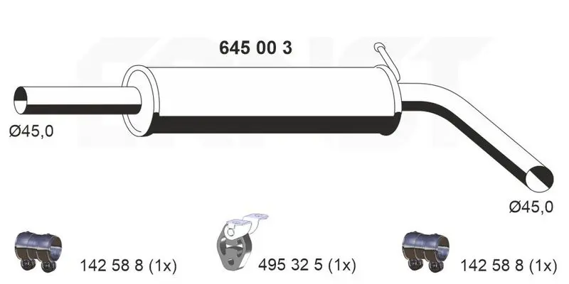 Handler.Part Middle silencer ERNST 645003 1