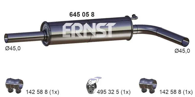 Handler.Part Middle silencer ERNST 645058 1