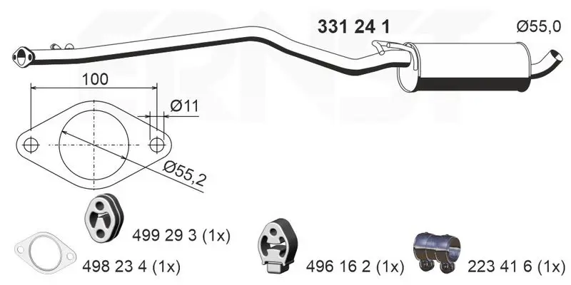 Handler.Part Middle silencer ERNST 331241 1