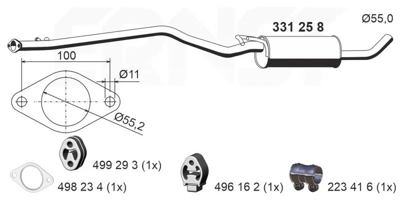 Handler.Part Middle silencer ERNST 331258 1