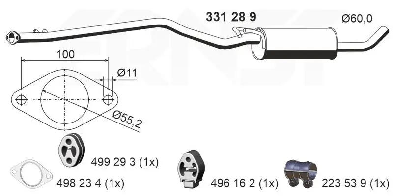 Handler.Part Middle silencer ERNST 331289 1