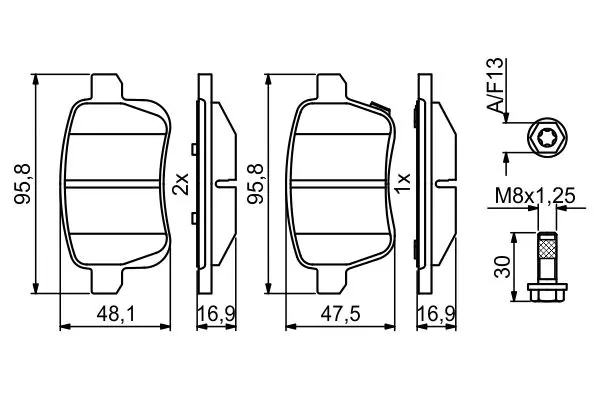 Handler.Part Brake pad set, disc brake Bosch 0986494825 7