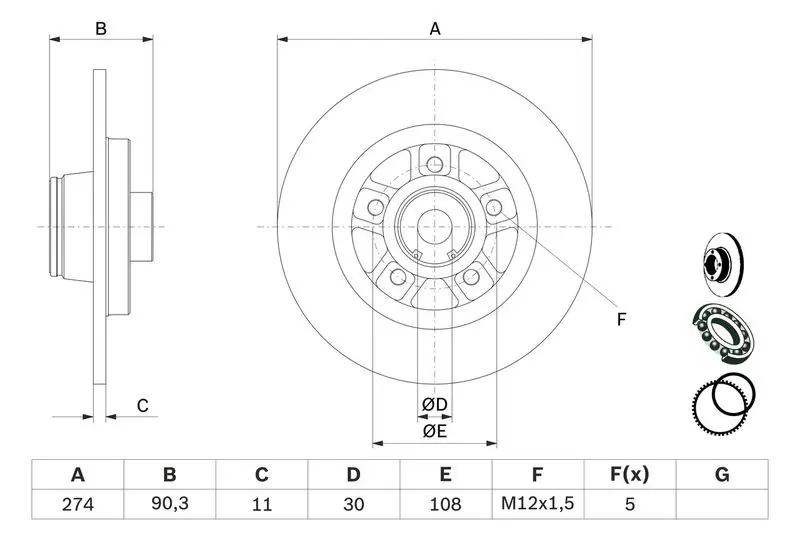 Handler.Part Brake disc Bosch 0986479015 5