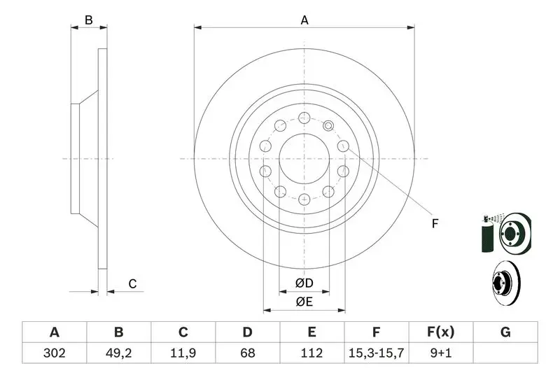 Handler.Part Brake disc Bosch 0986479257 5