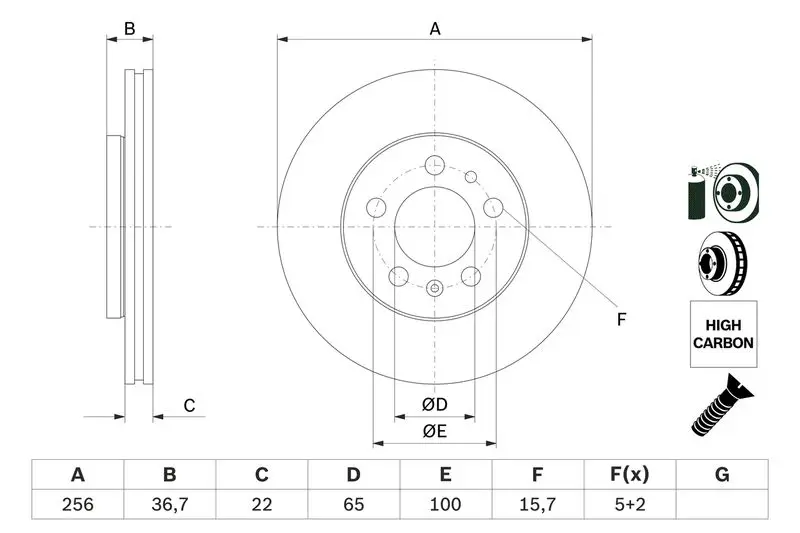 Handler.Part Brake disc Bosch 0986478853 5