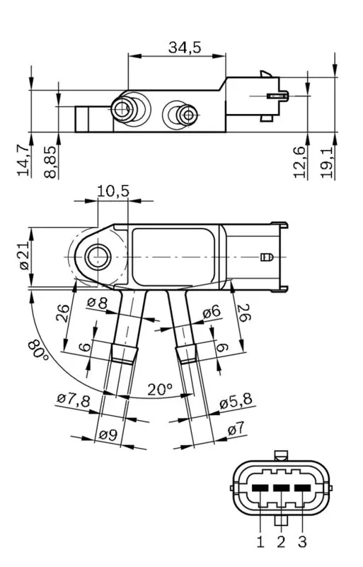 Handler.Part Sensor, exhaust pressure Bosch 0281002772 6