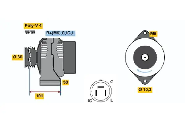 Handler.Part Alternator Bosch 0986045911 1