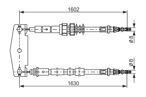 Handler.Part Cable, parking brake Bosch 1987477232 1