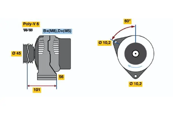 Handler.Part Alternator Bosch 0123510057 1