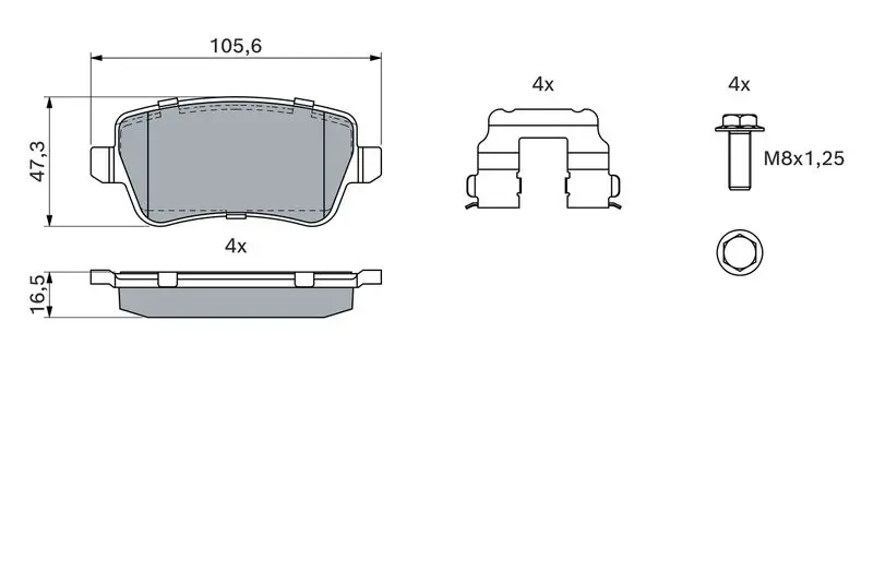 Handler.Part Brake pad set, disc brake Bosch 0986494125 5