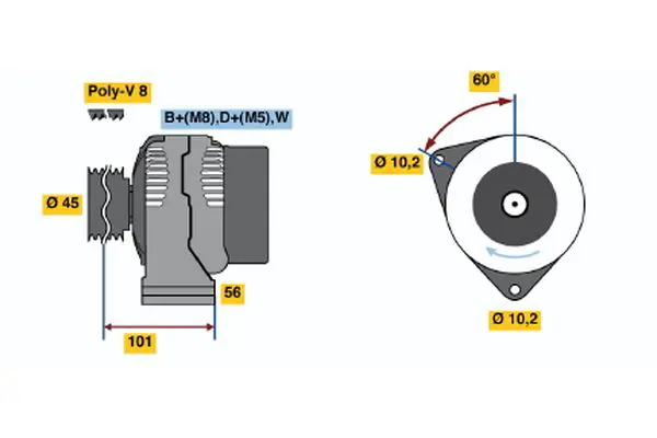 Handler.Part Alternator Bosch 0123340006 1