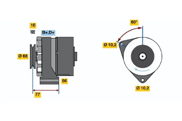 Handler.Part Alternator Bosch 0986033710 1