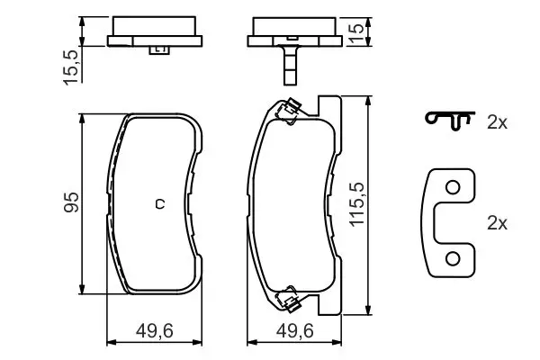 Handler.Part Brake pad set, disc brake Bosch 0986424697 5