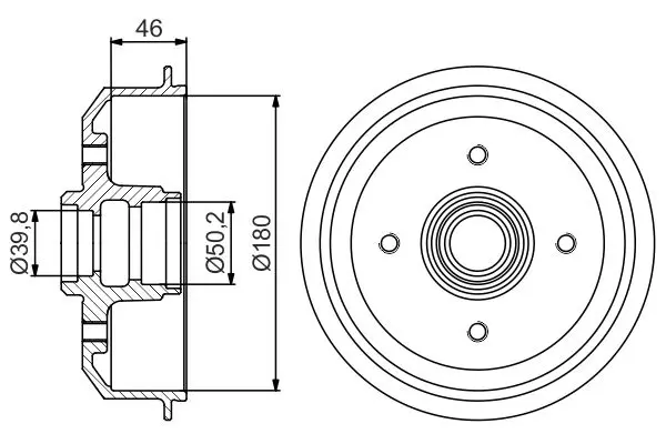 Handler.Part Brake drum Bosch 0986477150 1