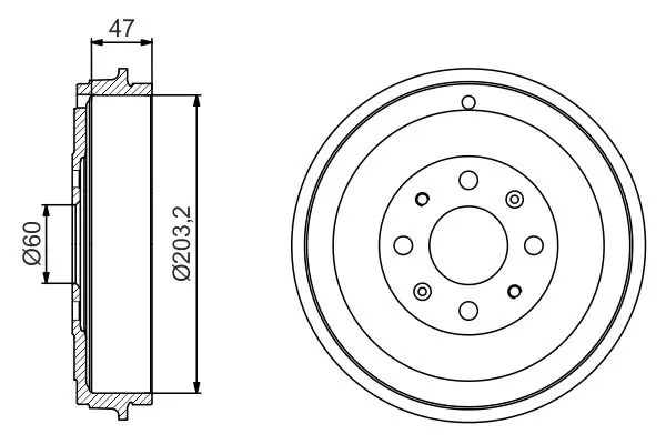 Handler.Part Brake drum Bosch 0986477207 1