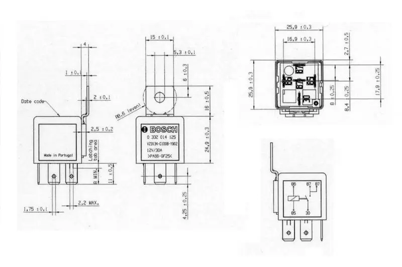 Handler.Part Relay, main current Bosch 0332014125 2