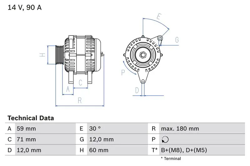 Handler.Part Alternator Bosch 0986042000 1