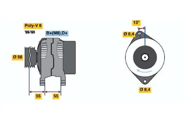 Handler.Part Alternator Bosch 0123500006 1