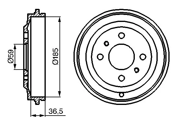 Handler.Part Brake drum Bosch 0986477125 1