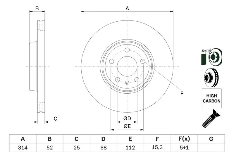 Handler.Part Brake disc Bosch 0986479467 5