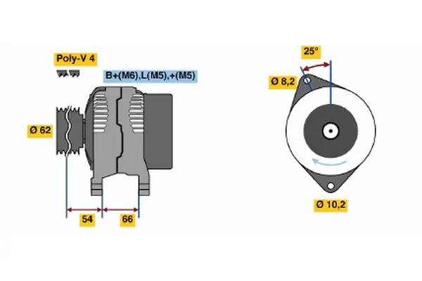 Handler.Part Alternator Bosch 0986040011 1