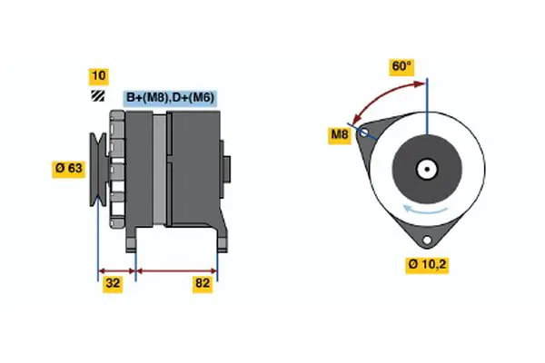 Handler.Part Alternator Bosch 0986038300 1