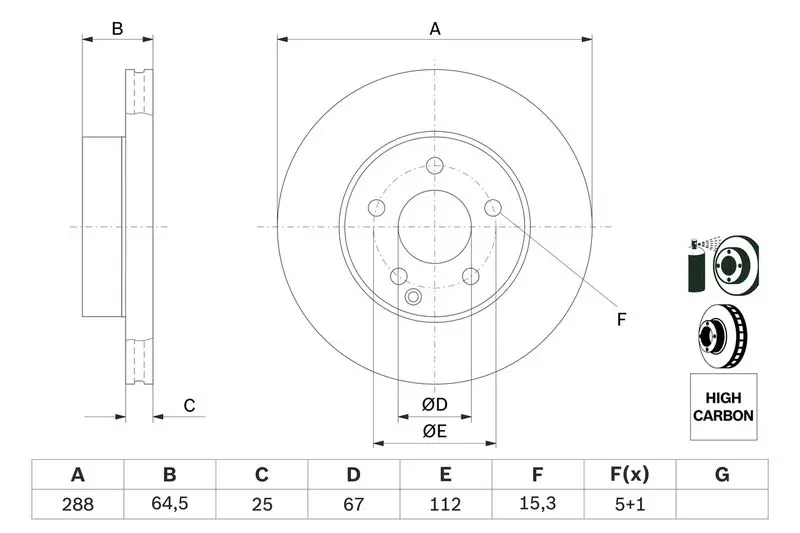 Handler.Part Brake disc Bosch 0986479406 5