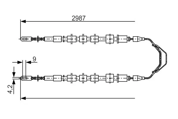 Handler.Part Cable, parking brake Bosch 1987477031 1